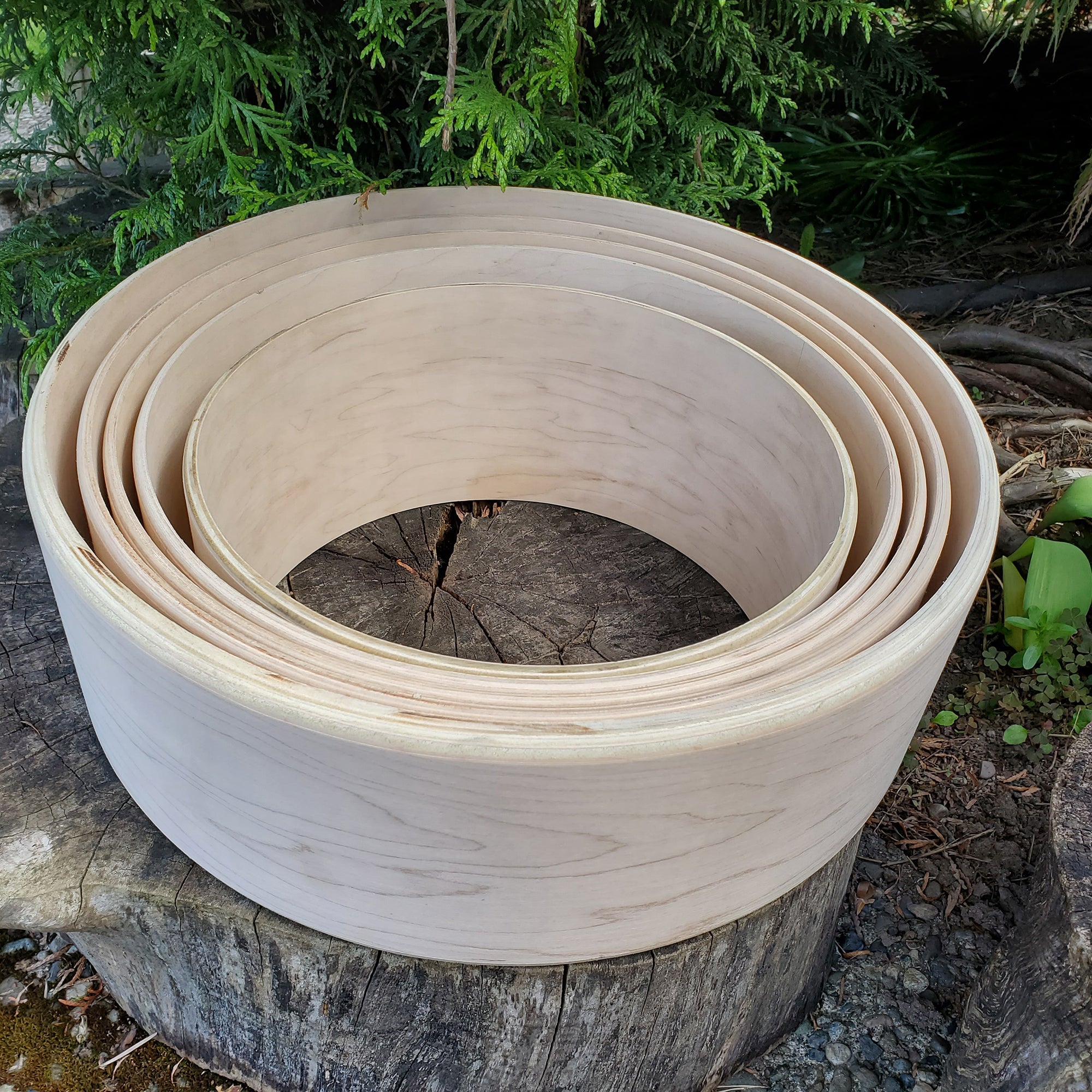 Round maple double sided drum frames - Tachini Drums